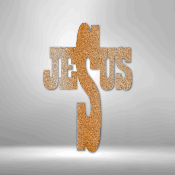 Scripture Sign Jesus Cross Steel Sign Laser Cut Powder Coated Home & Office Met